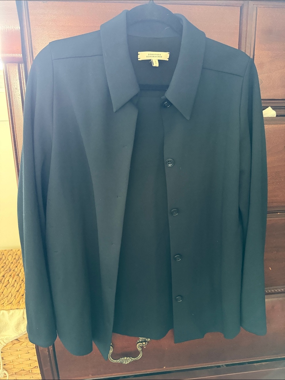 Classic Black Pea Coat with Button-Front Closure